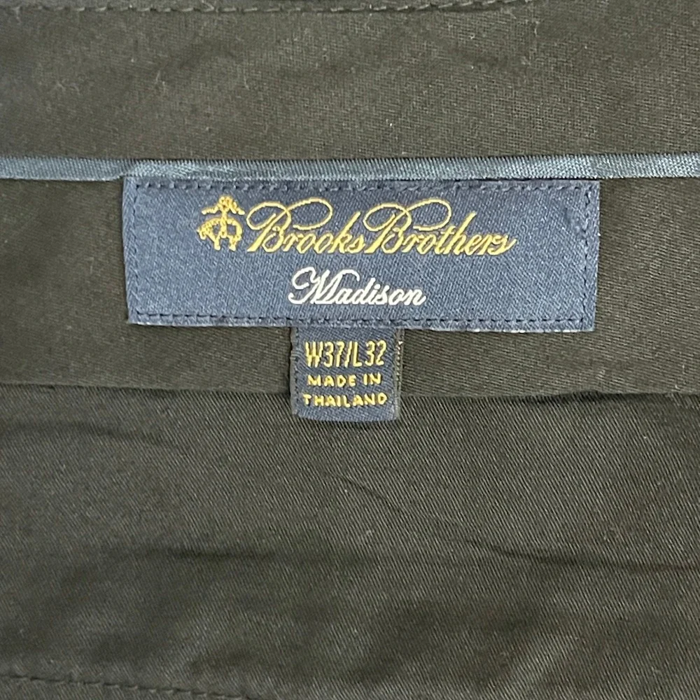 Brooks Brothers Madison 100% Wool Dress Pants Mens 37x27 Flat Front Navy Blue